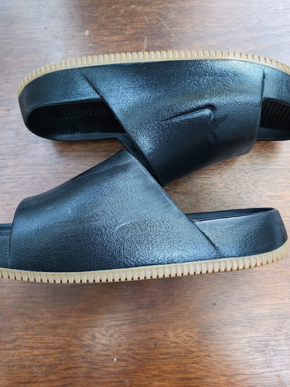 Nike Calm Slides Triple Black Minimalist Foam Comfort M8/W9 - Picture 8 of 9